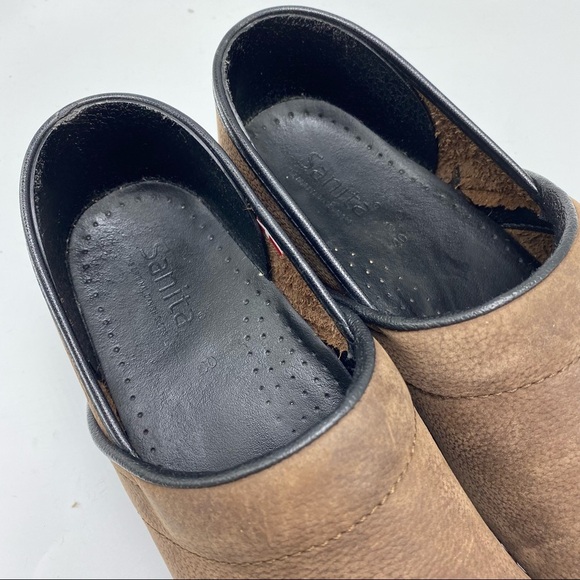 Sanita Brown Leather Clog Lisbeth Nursing Professional Slip On Size 40 - Picture 5 of 15